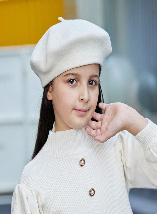 Gajaous Kids Wool French Beret Hat, Classic Fashion Warm Solid Color Artist Beret Hat for Toddler Baby Girl - Image 3