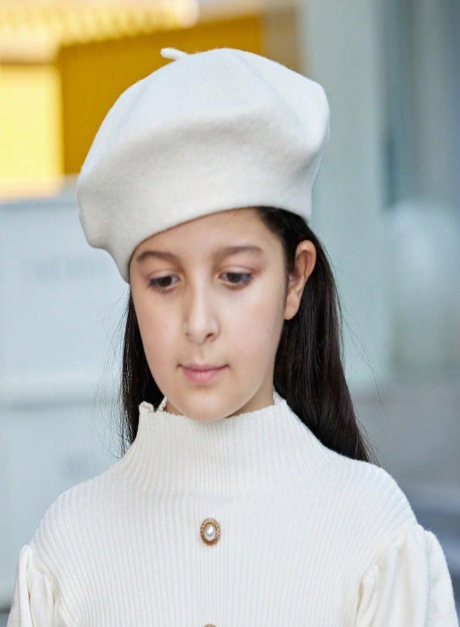 Gajaous Kids Wool French Beret Hat, Classic Fashion Warm Solid Color Artist Beret Hat for Toddler Baby Girl - Image 2