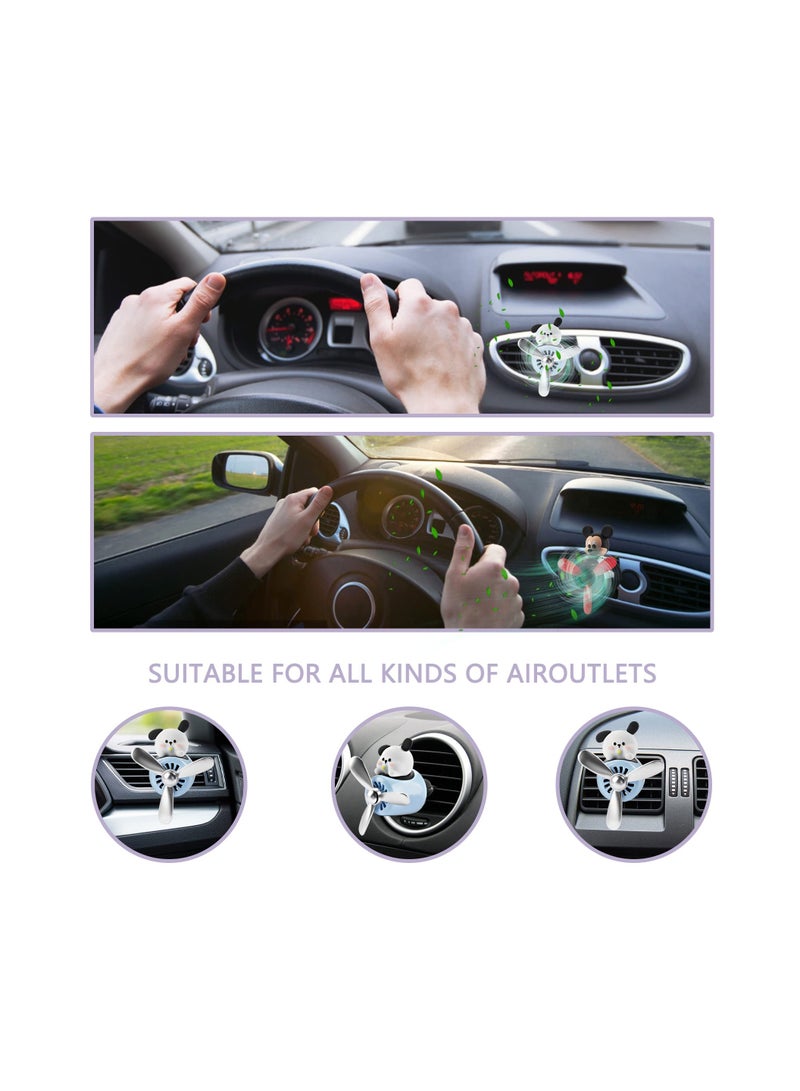 SYOSI Car Air Fresheners, Cute Cartoon White Puppy Pilot Car Diffuser Rotating Propeller Automotive Air Outlet Fan Creative Car Perfume Decoration Funny Car Interior Accessories(1 Pack) - Image 3