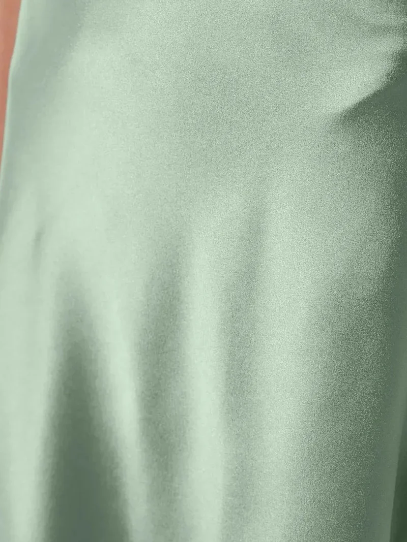 Hiccup Mint Green High-Waist Satin Midi Skirt for Women | Best Price UAE