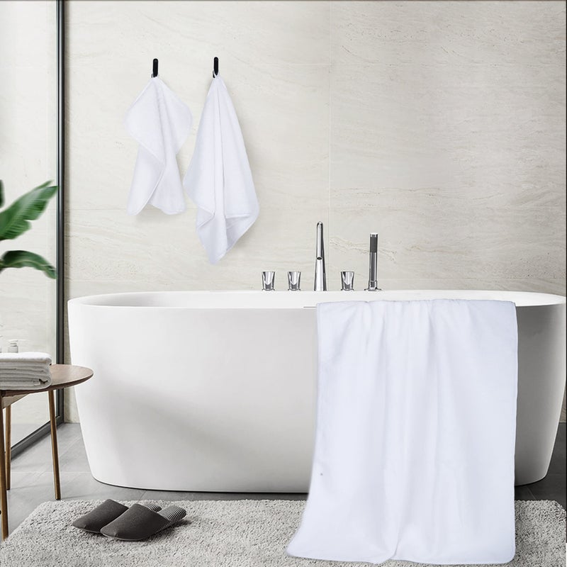 POLYTE Oversize  60 x 30 in.  Quick Dry Lint Free Microfiber Bath Towel Set  6 Piece (White) - Image 3