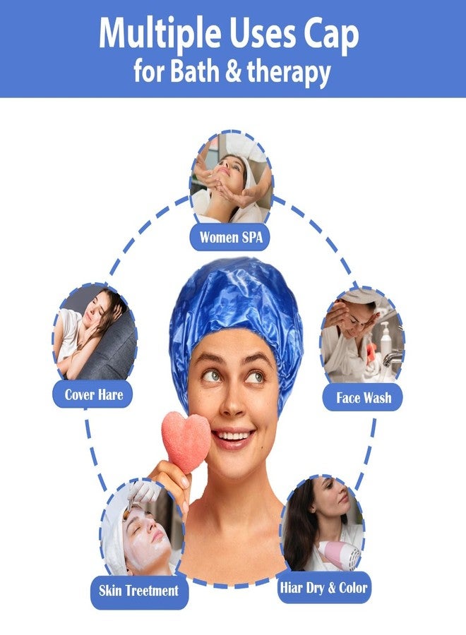 Zenittree طقم قبعات استحمام قابلة لإعادة الاستخدام من زينيتري (6 قطع) للرجال والنساء | قبعة استحمام صديقة للبيئة للمنزل والفندق والمنتجع الصحي والصالون والحمام | قبعات استحمام خفيفة الوزن ومريحة للاستخدام اليومي (أزرق) - Image 3