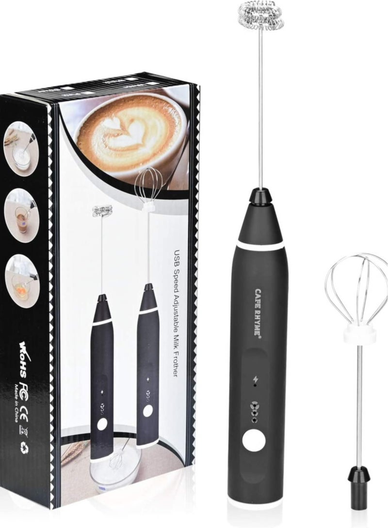 ELTRAZONE Milk Frother, Electric Handheld Coffee Frother USB Rechargeable, 3 Gear Adjustable Milk Bubbler with Ballon Whisk for for Cappuccino, Hot Chocolate, Egg Beating, BPA Free - Image 1