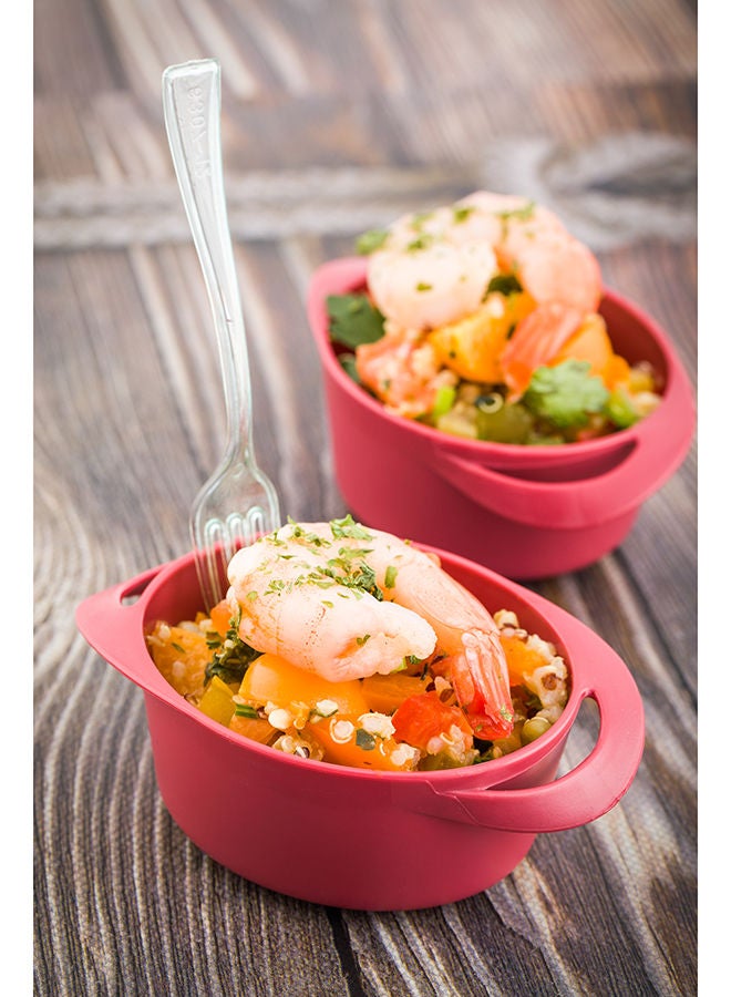 Restaurantware 3 Ounce Mini Serving Dishes, 100 Disposable Mini Appetizer Dishes - Built-In Handles, Rectangle, Red Plastic Mini Casserole Dishes, Serve Snacks or Desserts - Image 5