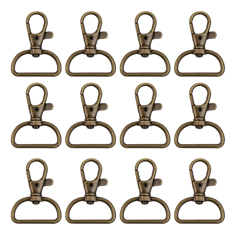 AUEAR AUEAR 20 Pack 1 Inch Trigger Snap Hooks Push Gate Swivel Lobster Claw Clasps Clips for Strap Antique Brass Brown 