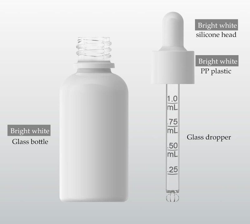 seafulee 1oz White Coated Eye Glass Dropper Bottles (30ML) with White Cap and Pipettes, UV Safe Bottles for Essential Oils and Aromatherapy (Pack of 6) - Image 2