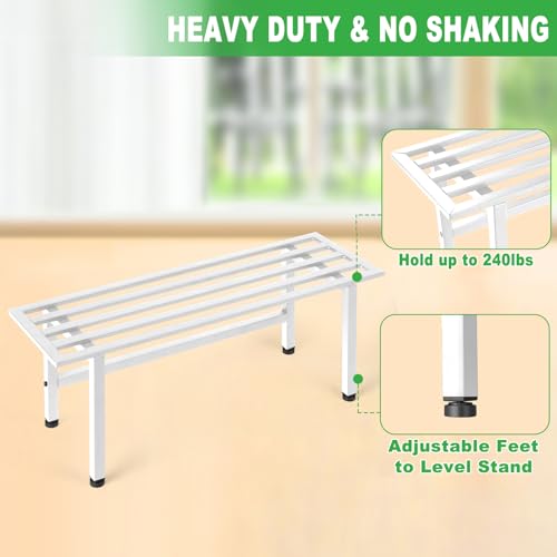 Dipion 2 Pack Metal Plant Stand Outdoor Plant Shelf Indoor,1 Tier Heavy Duty Plant Stands for Multiple Plants,26" L x 10.12" H x 8.75" W,White - Image 3