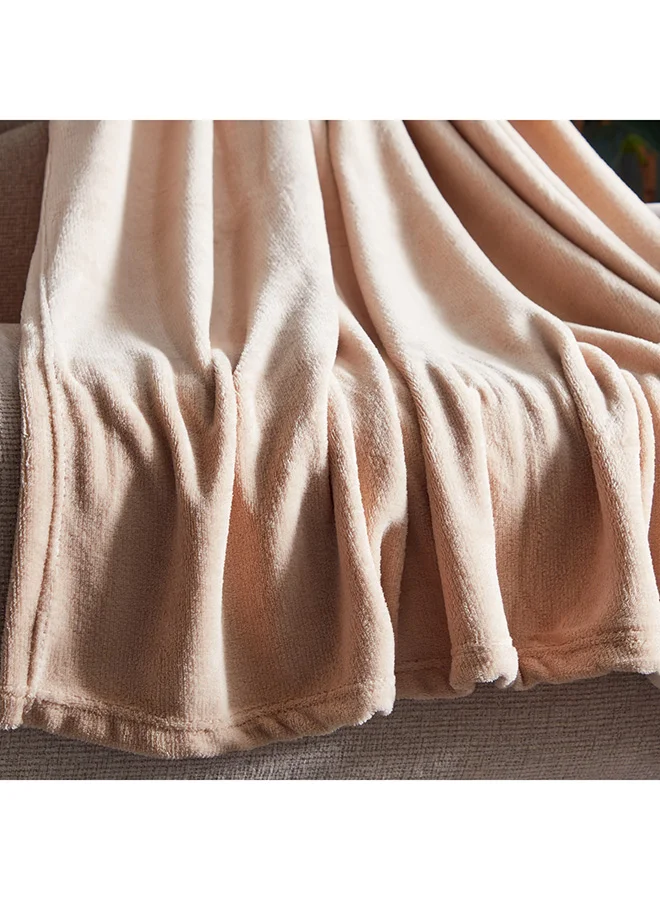 Home Box Ontario Solid Coral Fleece Throw 170x120 cm