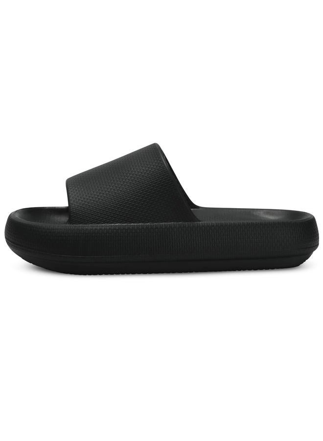 welltree Slides for Women Men Pillow Slippers Non-Slip Bathroom Shower Sandals Soft Thick Sole Indoor and Outdoor Slides,Black,7.5-8.5 Women/6-7 Men - Image 3