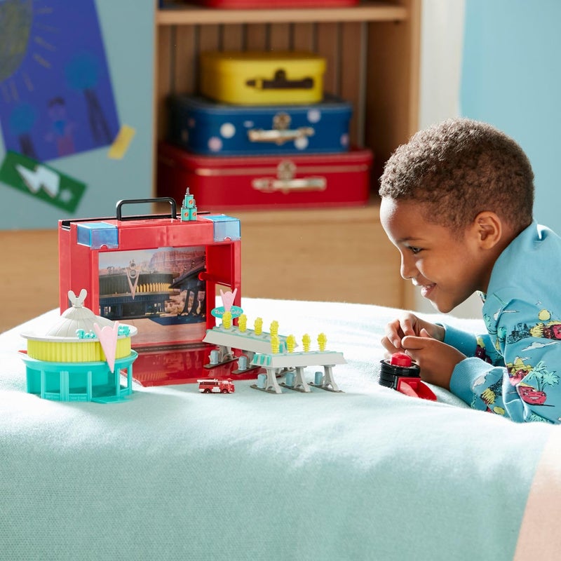 Generic Disney Cars Disney Pixar Car Play Set - Toolbox Case with Lightning McQueen & Red Die Cast Cars, Launcher, Flo's V8 Cafe, Gas Pumps, Track & More - Inspired by Disney Pixar Cars Films & Cars Land - Image 2