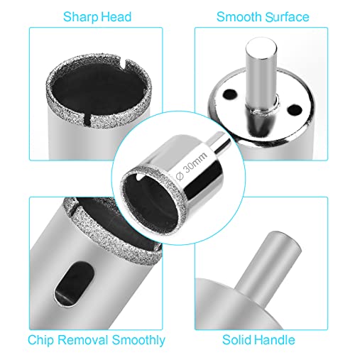 YLYL 12 Pcs Diamond Drill Bits for Ceramic, Diamond Hole Saw Drill Bit Set Kit, Premium Glass Drill Bit for Bottles, Pots, Marble, Granite Stone, Tile Cutting 0.16 Inch - 1.18 Inch（4 mm - 30 mm） YLYL - Image 3