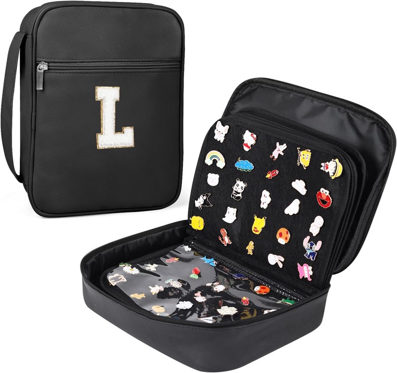 Fruobeyla Pin Display Bag, Letter PU Pin Trading Book with 8 Pages, Waterproof Enamel Pins Holder Board, Suitable as Pin Collection Display Case, L - Image 1