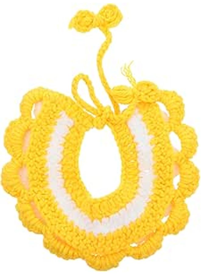 Hand Knitted Yellow Pet Scarf Neckerchief Warm Yarn Collar For Small Dogs Cats - Image 1