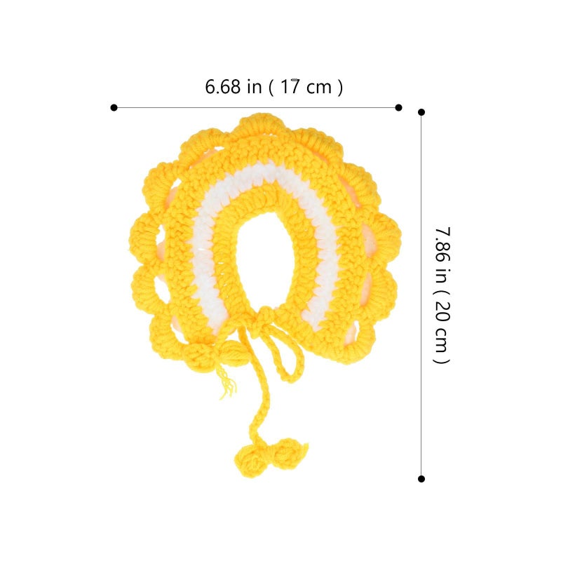 Hand Knitted Yellow Pet Scarf Neckerchief Warm Yarn Collar For Small Dogs Cats - Image 3
