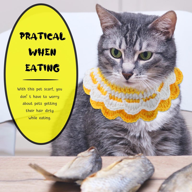 Hand Knitted Yellow Pet Scarf Neckerchief Warm Yarn Collar For Small Dogs Cats - Image 5