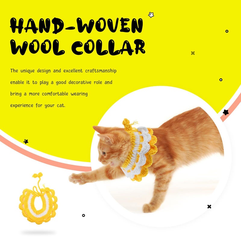 Hand Knitted Yellow Pet Scarf Neckerchief Warm Yarn Collar For Small Dogs Cats - Image 4