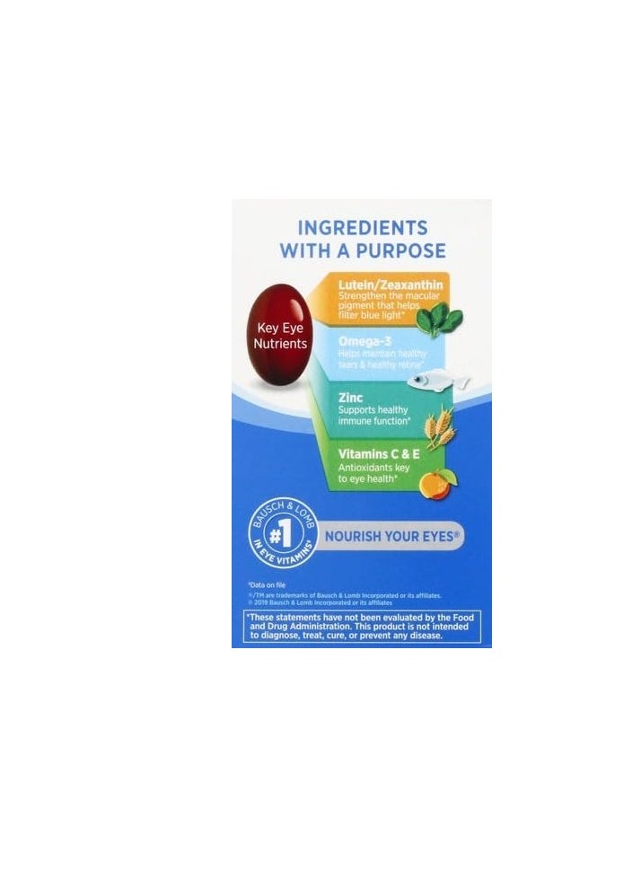 Bausch + Lomb "Bausch + Lomb Ocuvite, Eye Vitamin and Dietary Supplement for Advanced Eye Health Support, Specially Designed Formula for Advanced Needs, 90 Softgel Capsules"  - Image 3