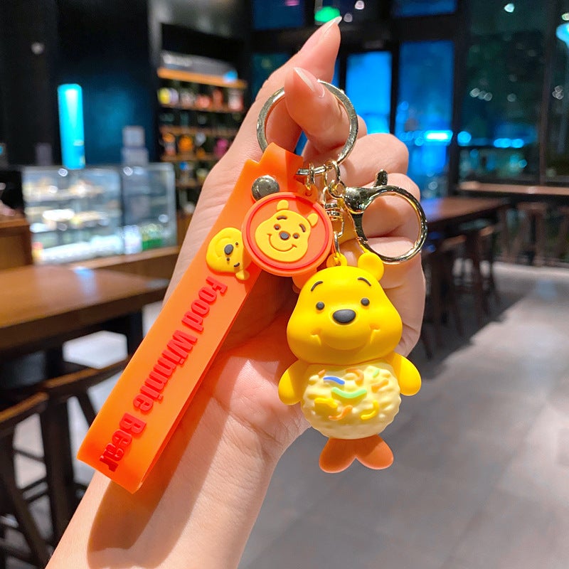 Cute Creative Foodie Winnie the Pooh Keychain Bag Charm Car Key Chain Doll Machine Promotional Gift - Image 3