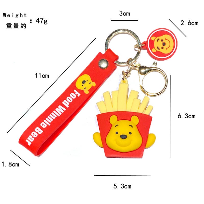 Cute Creative Foodie Winnie the Pooh Keychain Bag Charm Car Key Chain Doll Machine Promotional Gift - Image 2