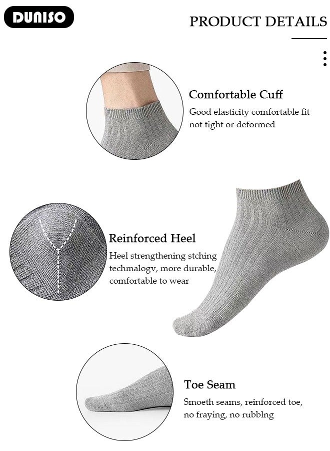 DUNISO 5 Pairs Solid Color Summer Men Socks,Deodorant Sweat-Absorbing Cotton Socks,Men's Casual Boat Socks , Lightweight and Comfortable Non Slip Socks, for Casual Wear - Image 3