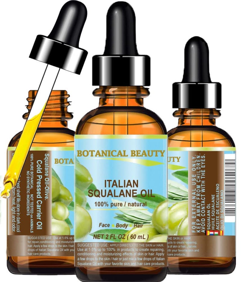 Botanical Beauty SQUALANE Italian Olive 100% Pure Natural Undiluted Oil 100% Ultra-Pure Moisturizer for Face, Skin, Body, Hair. Reliable 24/7 Skincare Protection (2 Fl Oz 60 ml) - Image 1