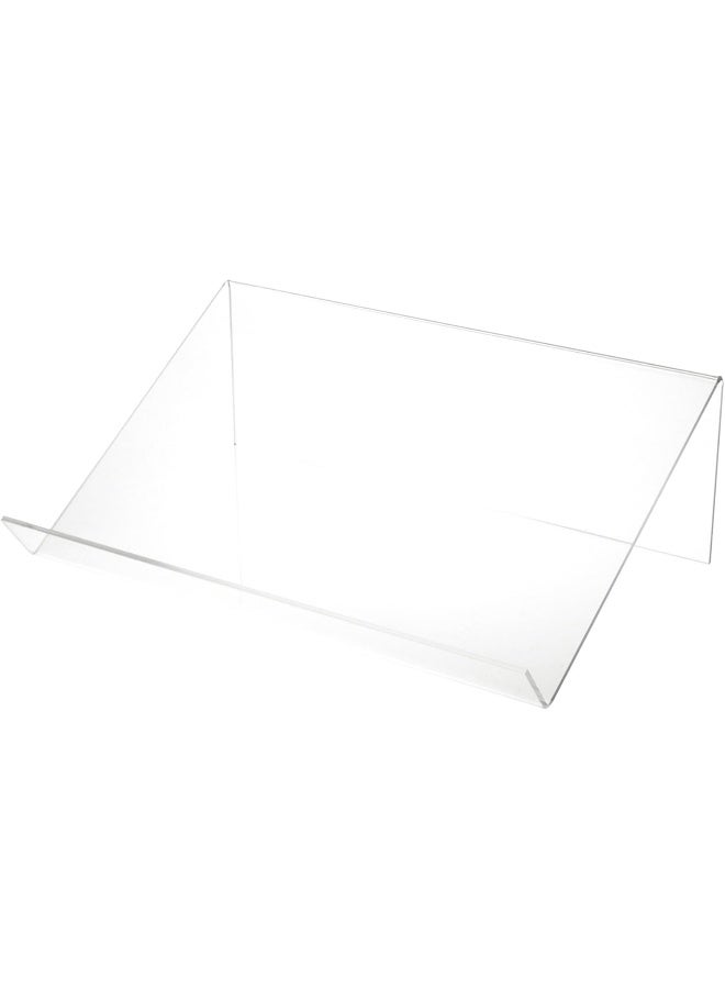 TPGP Clear Acrylic Slightly Elevated Book Display Stand With 2" Ledge, 18" W X 12" D X 6" H