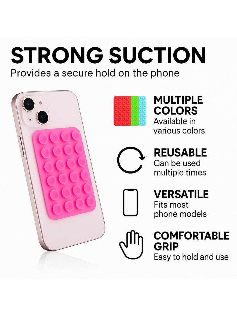 8PCS Silicone Suction Cup Phone Holder with Adhesive Pads, Heat-Resistant & No Residue Design – Securely Mount on Mirror/Bathroom/Gym Tiles, Multi-Surface Grip for Selfie, Live Streaming, and Daily Use  - Image 1
