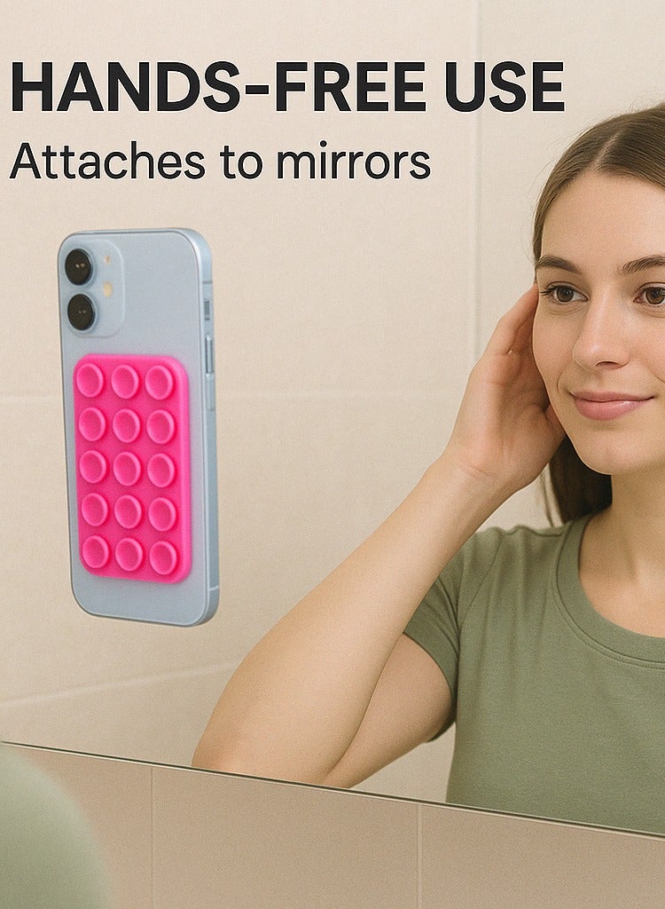 8PCS Silicone Suction Cup Phone Holder with Adhesive Pads, Heat-Resistant & No Residue Design – Securely Mount on Mirror/Bathroom/Gym Tiles, Multi-Surface Grip for Selfie, Live Streaming, and Daily Use  - Image 2