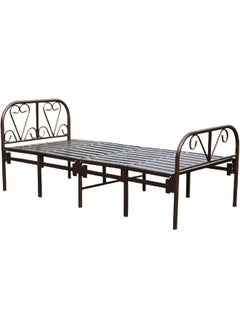 MOMENT Folding Bed [190X 90Cm] Folding Single Bed Heavy Duty Steel Metal Platform Bed Frame With Tool Free Setup, Brown  - Image 1