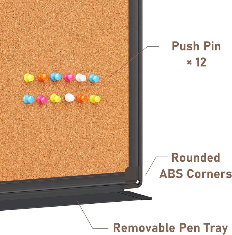 maxtek Combination White Board & Bulletin Cork Board 24 x 18 Whiteboard Magnetic, Combo Dry Erase Board with Black Aluminum Frame, 2' x 1.5' Hanging Message Board Wall Mounted for Homeschool Office - Image 4