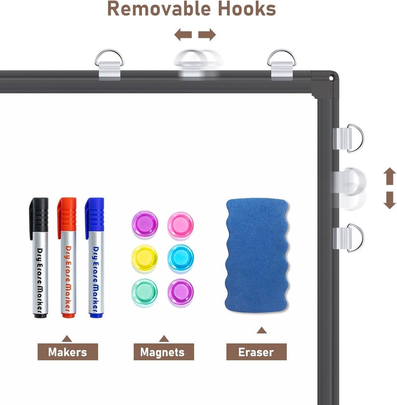 maxtek Combination White Board & Bulletin Cork Board 24 x 18 Whiteboard Magnetic, Combo Dry Erase Board with Black Aluminum Frame, 2' x 1.5' Hanging Message Board Wall Mounted for Homeschool Office - Image 3