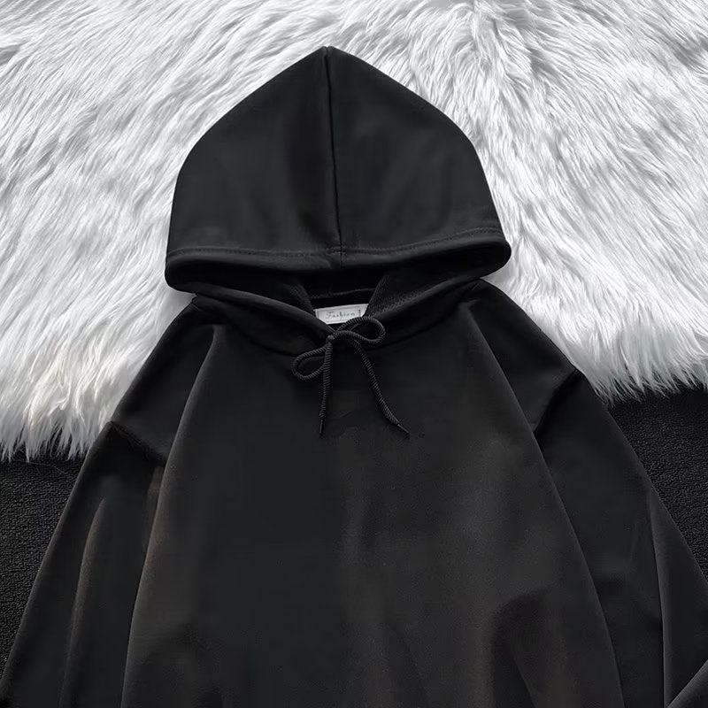 2022 Hooded Sweatshirt Men Casual Long Sleeve Solid Spring Autumn G0 Black 