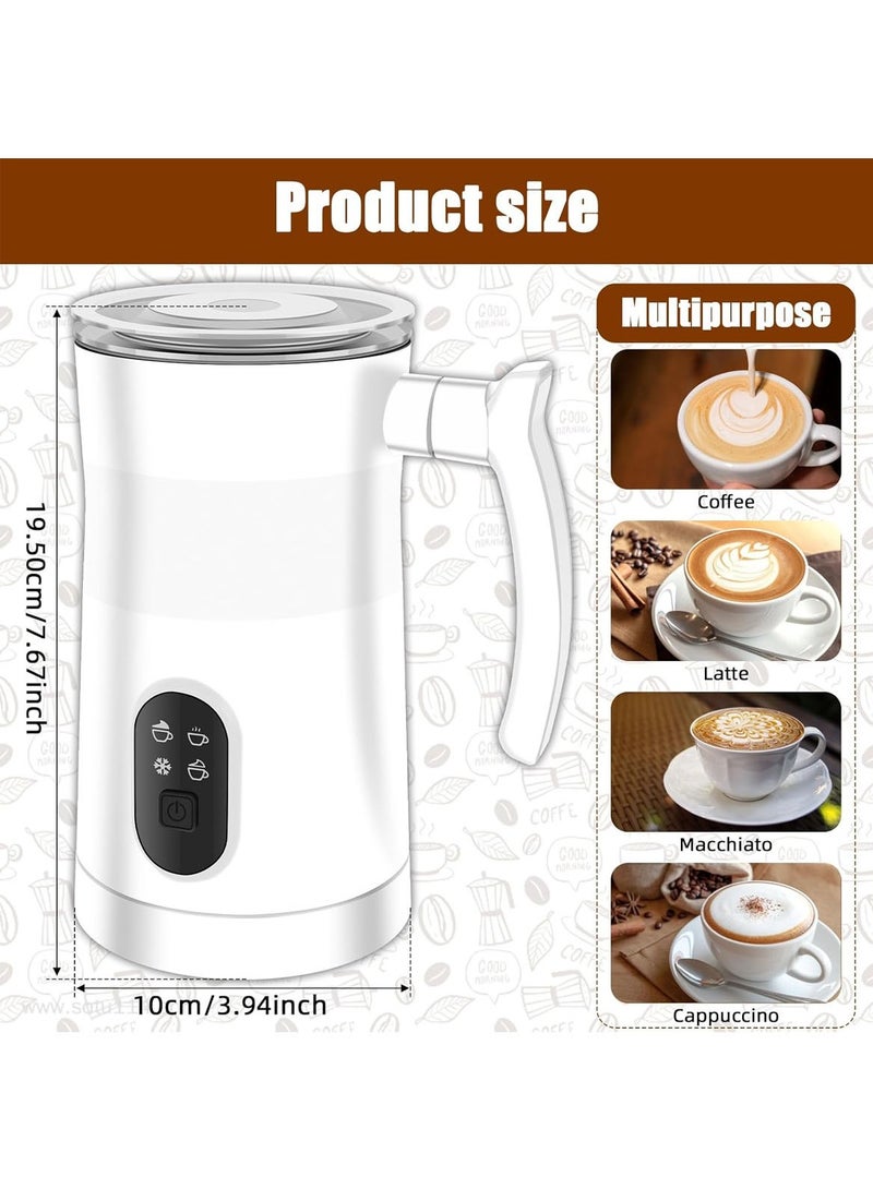 مارلا مول مخفوق الحليب للقهوة، مخفوق الحليب الكهربائي والبخار، صانع رغوة دافئة وباردة، صانع الشوكولاتة الساخنة، سخان الحليب، مخفوق قهوة 12 أونصة/350 مل للاتيه والكابتشينو والماتشا (أبيض) - Image 2