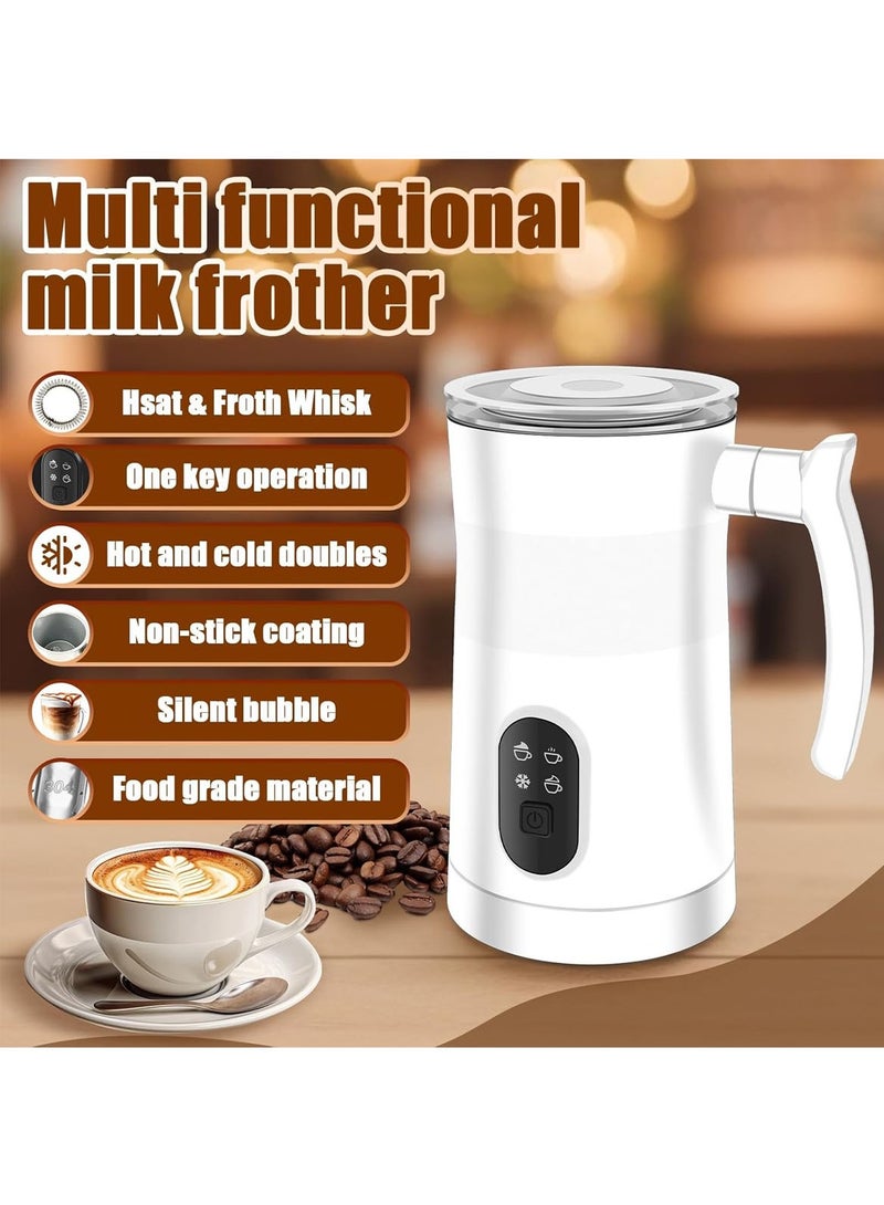 مارلا مول مخفوق الحليب للقهوة، مخفوق الحليب الكهربائي والبخار، صانع رغوة دافئة وباردة، صانع الشوكولاتة الساخنة، سخان الحليب، مخفوق قهوة 12 أونصة/350 مل للاتيه والكابتشينو والماتشا (أبيض) - Image 3