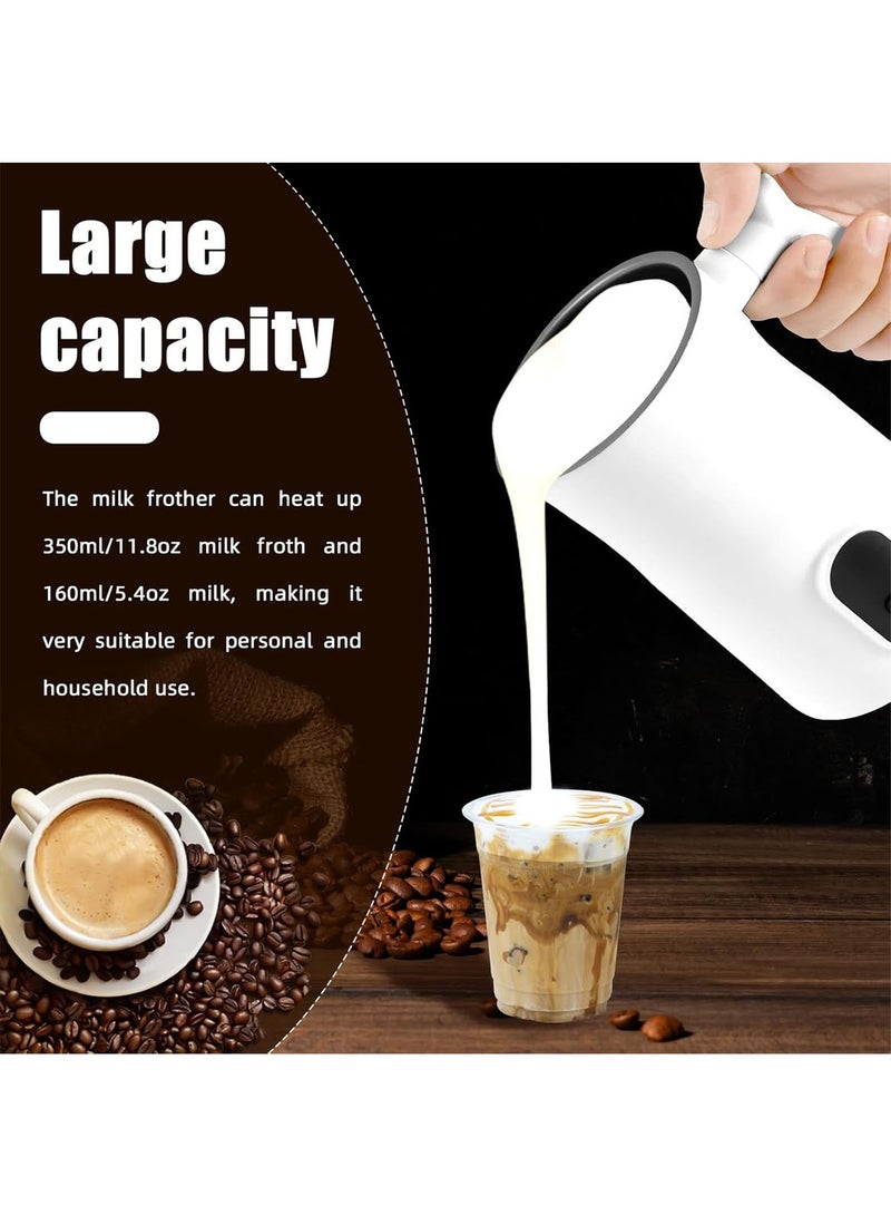 مارلا مول مخفوق الحليب للقهوة، مخفوق الحليب الكهربائي والبخار، صانع رغوة دافئة وباردة، صانع الشوكولاتة الساخنة، سخان الحليب، مخفوق قهوة 12 أونصة/350 مل للاتيه والكابتشينو والماتشا (أبيض) - Image 4