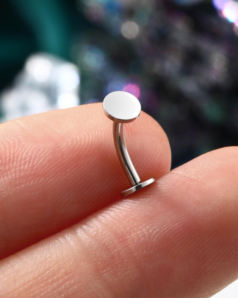 COCHARM 16g Titanium Rook Earrings Disc Surgical Steel Rook Piercing Jewelry Internal Threaded Vertical Labret Lip Jewelry Flat Back, 16g Belly Button Rings - Image 4