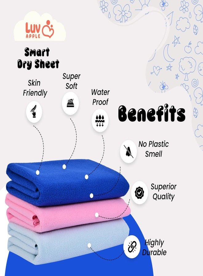 Luv Apple Dry Sheet for Baby | Extra Absorbent & Reusable | Bed Protector Sheet for Babies & Toddlers |Urine Sheet |Dry Mat Pack of 2 (Medium, Baby Pink & Dark Blue) (100CmX70Cm) - Image 2
