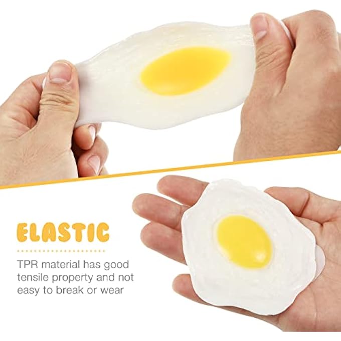 NUOBESTY 3pcs Easter Stress Toys Artificial Fried Egg Fake Fried Egg Novelty Squeeze Toys for Kids Children Birthday Gifts Easter Party Favors - Image 3