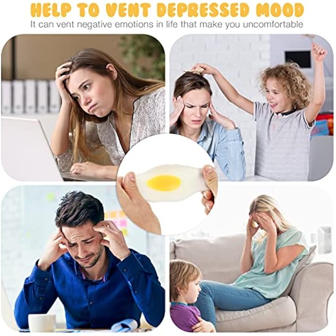 NUOBESTY 3pcs Easter Stress Toys Artificial Fried Egg Fake Fried Egg Novelty Squeeze Toys for Kids Children Birthday Gifts Easter Party Favors - Image 4