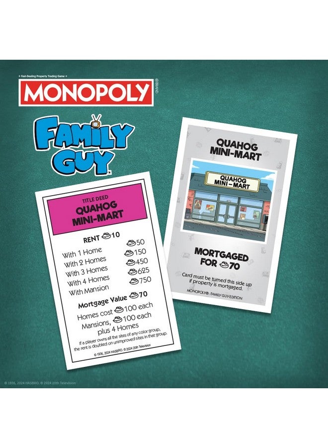 USAopoly Monopoly: Family Guy Board Game, Featuring Banana Brian, Giant Chicken, Rupert and More, Buy, Sell, Trade Quahog’s Locations from McBurgertown to Wild West Ranch, Officially Licensed Family Guy Game - Image 4