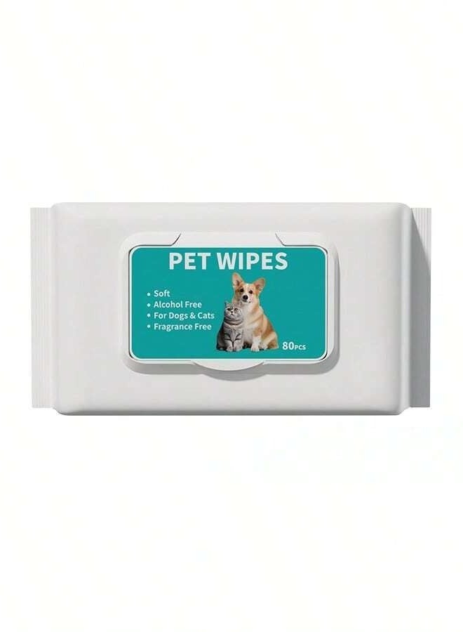 Unscented Wipes For Cat And Pet Hygiene Care, Cleans Hands, Face, And Entire Body, 80 Wipes - Image 1