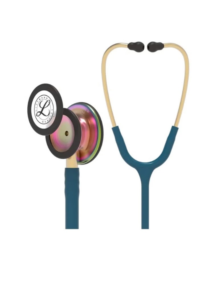 3M Littmann Classic III Monitoring Stethoscope Rainbow Finish Caribbean Blue Tube 27 inch 5807 - Image 1
