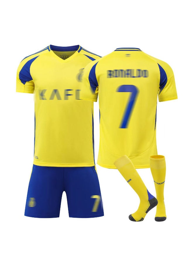 Al-Nassr CR7 #7 Kids & Youth Football Kit – Role-Play Sports Training Set (Top + Socks Included) Size:L ﻿ - Image 1