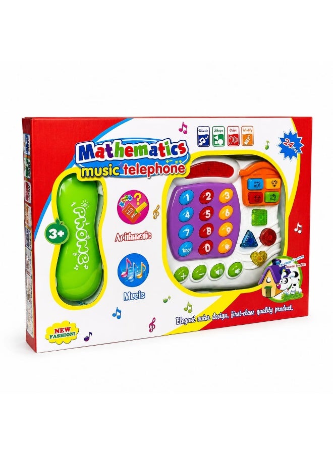 Kids Mathematics Music Telephone Toy - Interactive Educational Pretend Play Phone with 24 Activities, Numbers, Math Counting, Shapes, Colors & Animal Sounds, STEM Learning Toy for Toddlers 3+ Years Old - Image 3