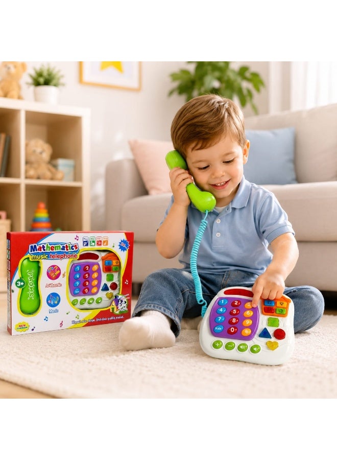 Kids Mathematics Music Telephone Toy - Interactive Educational Pretend Play Phone with 24 Activities, Numbers, Math Counting, Shapes, Colors & Animal Sounds, STEM Learning Toy for Toddlers 3+ Years Old - Image 2
