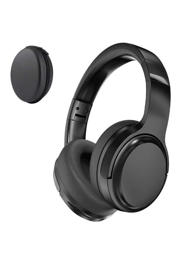 caijin Bluetooth Headphones Over Ear, 40 Hours Playtime Wireless Headphones with Microphone,5.3 Bluetooth, HiFi Stereo Foldable Lightweight Headset, for Travel Work Cellphone(Black) - Image 1