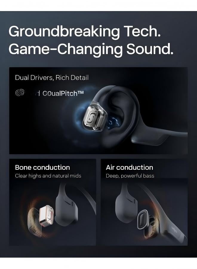 New OpenRun Pro 2 - Open-Ear, Bone Conduction Sport Headphones - with Reflective Strip - Sweat Resistant, Workout Headphones - Secure, Wireless, Comfortable Fit-Deep Bass and Smart Mic App Black - Image 5