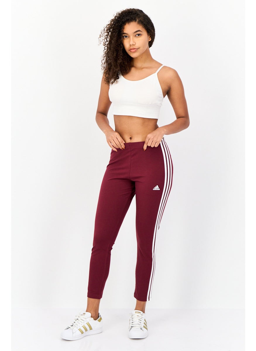 Adidas - Women Tight Fit Brand Logo Training Leggings, Maroon - Image 1
