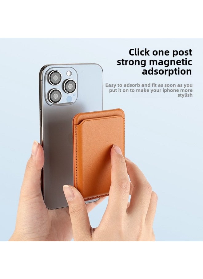 Generic PU Card Set Apple Magsafe Strong Magnetic Suction N52 Mobile Phone Bracket 16 Card Clip Leather Customizable LOGO-Specifications:Brown  - Image 4