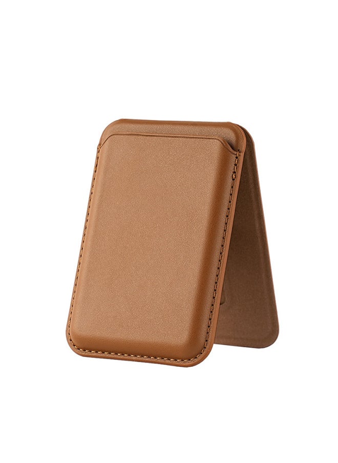 Generic PU Card Set Apple Magsafe Strong Magnetic Suction N52 Mobile Phone Bracket 16 Card Clip Leather Customizable LOGO-Specifications:Brown  - Image 1